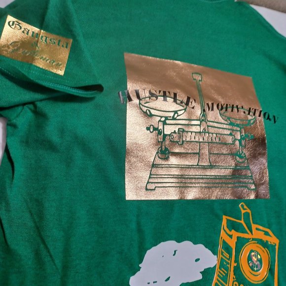 Short sleeve green tee shirt, Gangsta & Gentleman. Medium - Picture 5 of 5